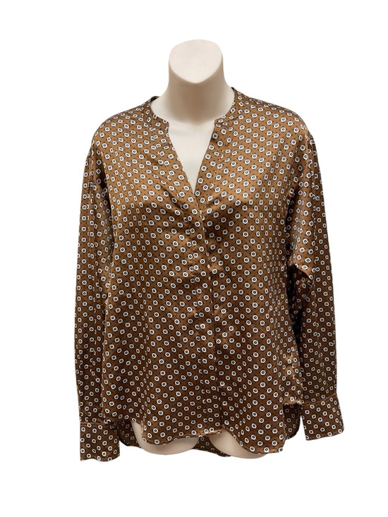 Sanctuary Tops - Sanctuary Relaxed Modern Blouse Brown Floral Hidden Button Top Size Small
